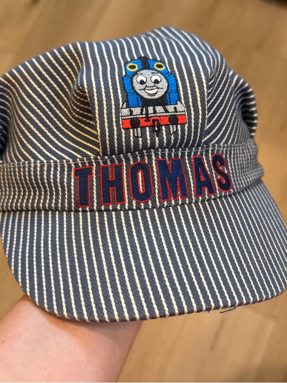 2007 THOMAS THE TRAIN Conductor Engineer Hat Kid Cap 7" Diameter Elastic Stretch